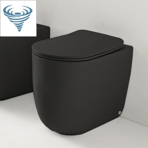 Чаша унитаза напольная Kerasan Nolita 531931 цвет черный матовый без сиденья безободковая смыв торнадо