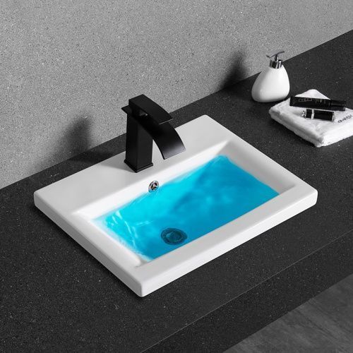 Раковина из сантехнического фаянса CeramaLux 9393-50 50х40 встраиваемая цвет белый 1 отверстие под смеситель