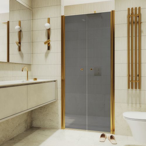 Душевая дверь Maybah Glass MGD-430-3 120х198 стекло тонированное профиль золото глянцевое