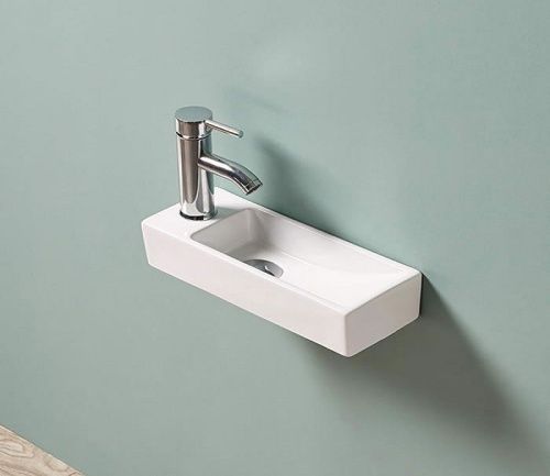 Раковина из санфаянса CeramaLux 9048FR 38х15 подвесная цвет белый 1 отверстие под смеситель