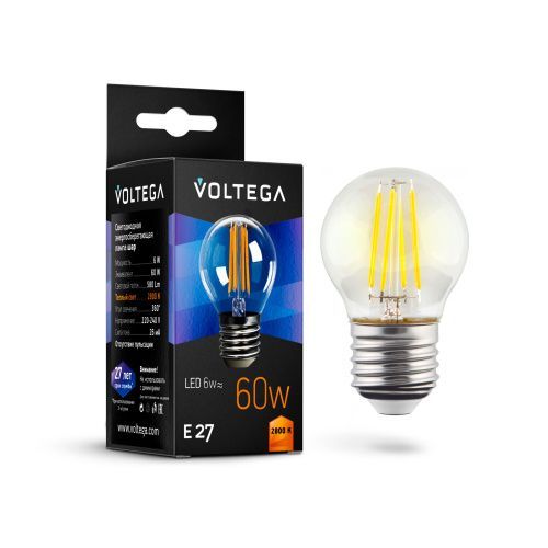 Лампа светодиодная Voltega Globe E27 6W 7023