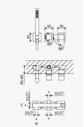 Смеситель Cezares PORTA PORTA-VDM2-NOP встраиваемый в стену черный - фото 2