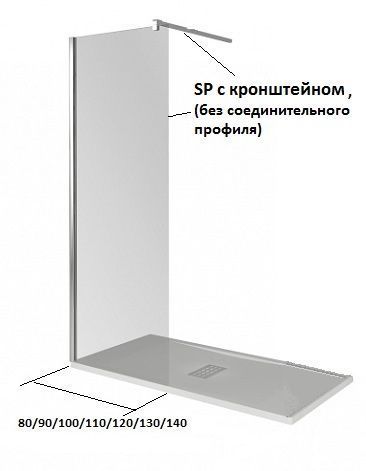 Душевая перегородка Good Door WALK IN ВИ00002 100х195 стекло прозрачное профиль хром глянцевый