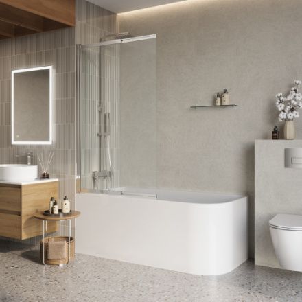 Душевая шторка на ванну BelBagno LUCE LUCE-VF-11-100/145-C-Cr 100х145 стекло прозрачное профиль хром глянцевый ориентация универсальная