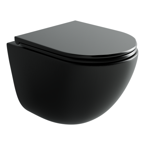 Унитаз подвесной Ceramica Nova VOGUE CN4008TMB черный матовый с сиденьем микролифт безободковый смыв торнадо