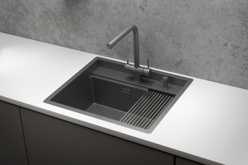 Кухонная мойка Granula Kitchen Space 6051, ГРАФИТ МАТОВЫЙ 60х51 цвет графит матовый поверхность матовая
