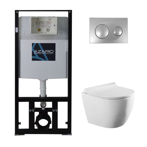 Комплект унитаз с инсталляцией с клавишей смыва Azario  AZ-8010-1000+AZ-8200-0011+AZ-2196D
