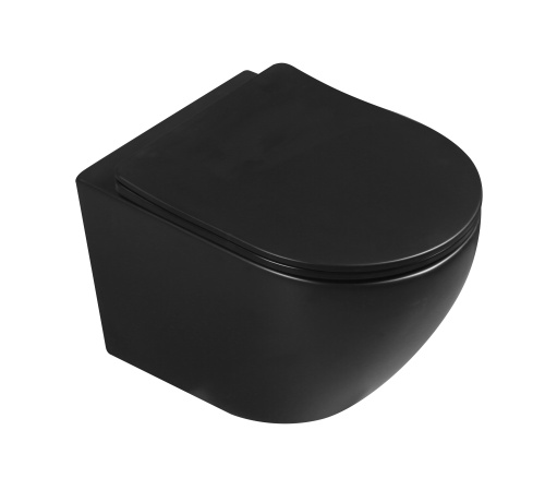 Унитаз подвесной MILLEAU MYL038BMB VORTEX MYL038BMB черный матовый  с сиденьем микролифт безободковый каскадный смыв