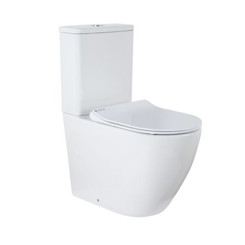 Унитаз-компакт напольный с бачком Azario Grado AZ-2141 белый без сиденья безободковый каскадный смыв