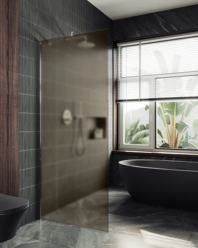 Душевая перегородка Maybah Glass MGD-685-1ш 119х195 стекло тонированное профиль белый