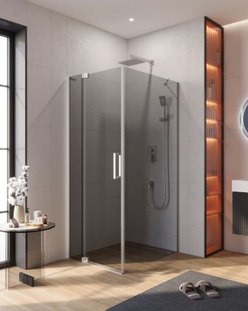 Душевой уголок Cezares SLIDER SLIDER-AH-1-100-80/90-GRIGIO-Cr 80х100 стекло тонированное профиль хром глянцевый без поддона