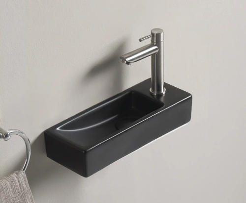 Раковина керамическая Gid Suspendido 62202L 38х15 подвесная цвет черный матовый 1 отверстие под смеситель