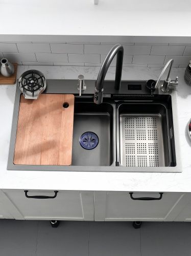 Кухонная мойка Esbano CASCADE-2 ESMKCASC2 75х45 цвет оружейная сталь