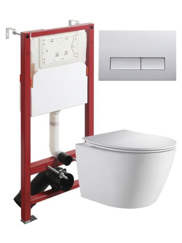 Комплект унитаз с инсталляцией и клавишей смыва Orange CI07-150W+APB200