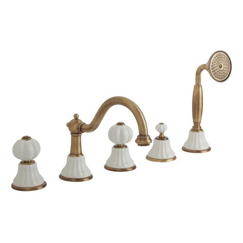 Смеситель Migliore OLIVIA 18997 на борт ванны белый/бронза