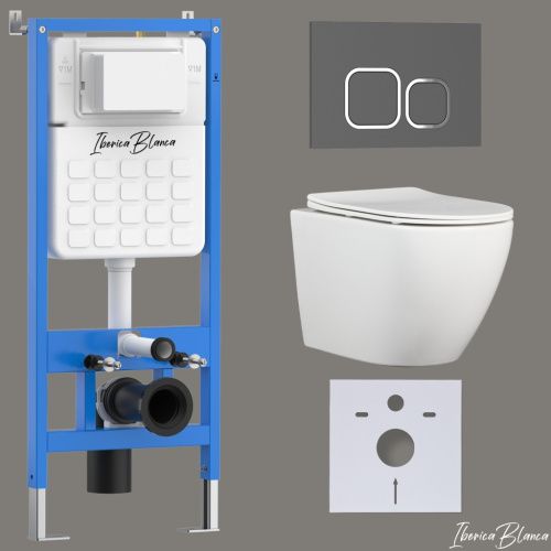 Комплект унитаз с инталляцией и клавишей смыва Iberica Blanca BILBAO ALTO IB001.BLA.234.837