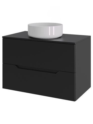 Тумба с раковиной Orange Line Li-70TubMDF+B09-360W 70х46х69 подвесная цвет черный матовый
