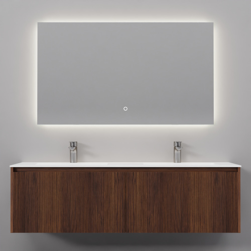 Тумба с раковиной+зеркало Art Decco Camilla (Камилла) ACM14W22D2MF 140x45x40 подвесная цвет черный орех