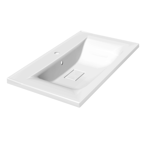 Раковина из литьевого мрамора Paola Paola Elegante 800 80х45 полувстраиваемая цвет белый глянцевый 1 отверстие под смеситель