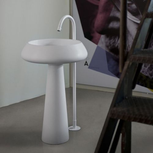 Раковина керамическая Agape Bjhon 55 см ACER1082FZ напольная цвет белый без отверстий под смеситель