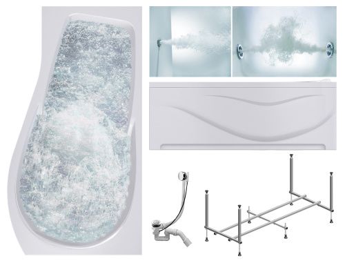 Ванна акриловая гидромассажная Timo VINO VINO1792R-KTVINO17-SPV1505-T-CM-T-BM-FPVINO17R 170х92 пристенная асимметричная с каркасом