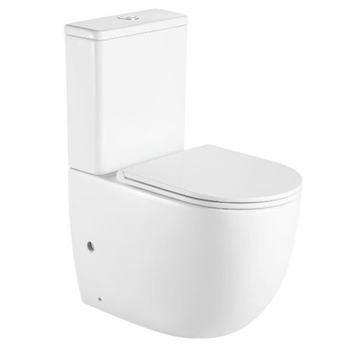 Унитаз-компакт напольный с бачком Azario Mitta AZ-2128 белый с сиденьем микролифт безободковый каскадный смыв