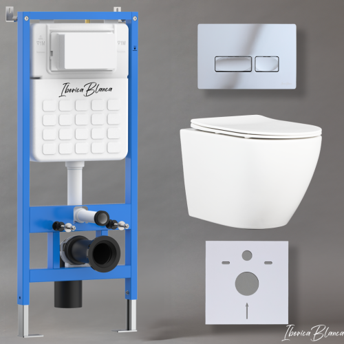 Комплект унитаз с инталляцией и клавишей смыва Iberica Blanca BILBAO ALTO IB001.BLA.234.213