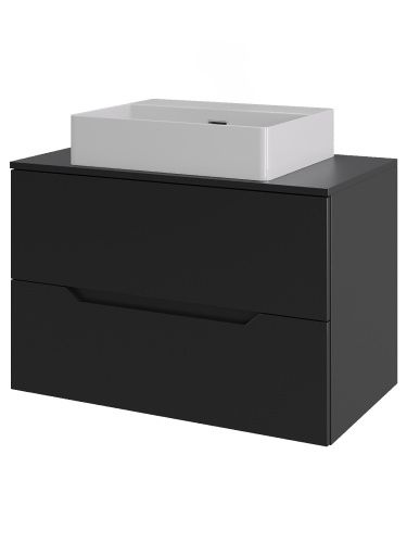 Тумба с раковиной Orange Line Li-70TubMDF+B04-500W 70х46х69 подвесная цвет черный матовый
