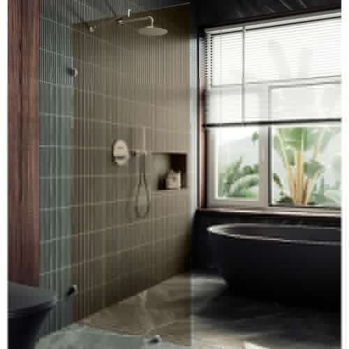 Душевая перегородка Maybah Glass MGD-264-4 100х195 стекло тонированное профиль хром