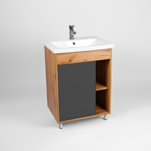 Тумба под раковину Viant Бостон VBOS60COG-T1ST 56х43х72 напольная цвет графит