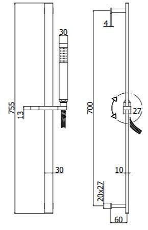Душевой гарнитур Paffoni City ZSAL145NO настенный черный - фото 2