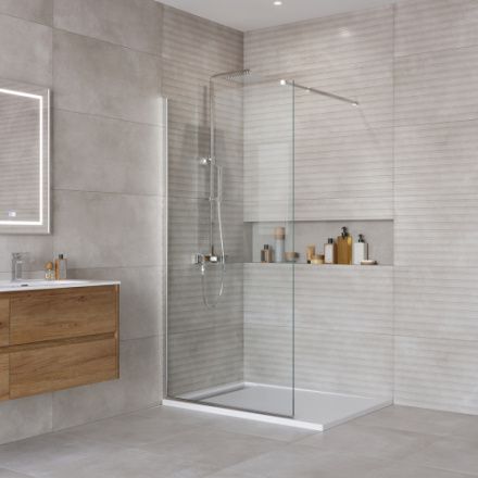 Душевая перегородка BelBagno KRAFT KRAFT-L-1-100-C-Cr 100х195 стекло прозрачное профиль хром глянцевый