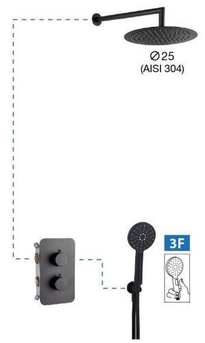 Душевой комплект AQG Aqua 19AQTER22505 на потолок