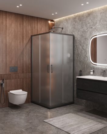 Душевой уголок Cezares MOLVENO MOLVENO-A-2-90-P-GM 90х90 стекло рифленое профиль оружейная сталь без поддона