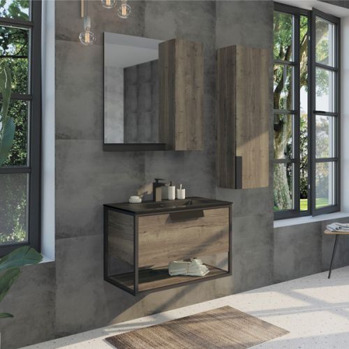 Тумба с раковиной Comforty Бонн 00-00001936CF 76х47х52 подвесная цвет дуб темный