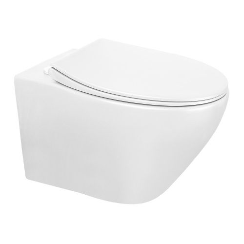 Унитаз подвесной Azario Keras AZ-99046W белый глянцевый с сиденьем микролифт безободковый каскадный смыв