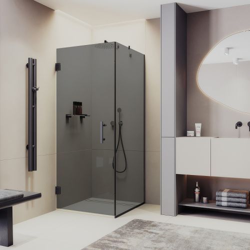 Душевой уголок Maybah Glass MGY-1308-3 90х90 стекло тонированное профиль золото без поддона