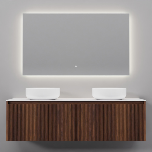 Тумба с раковиной+зеркало Art Decco Camilla (Камилла) ACM14W22D3M0 140x45x40 подвесная цвет черный орех