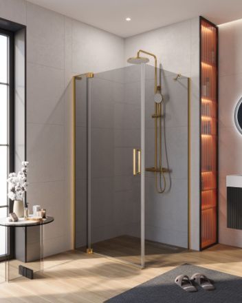 Душевой уголок Cezares SLIDER SLIDER-AH-1-90-90/100-GRIGIO-BORO 90х90 стекло тонированное профиль золото брашированное без поддона