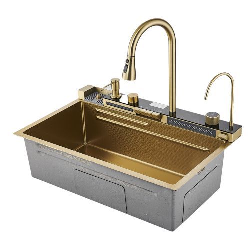 Кухонная мойка Savol S-SC001C 75х46 цвет золото поверхность матовая