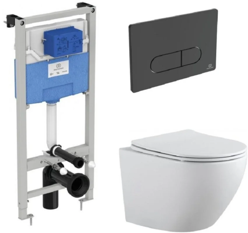 Комплект унитаз с инсталляцией с клавишей смыва Aquanet Cetus 00323467 подвесной
