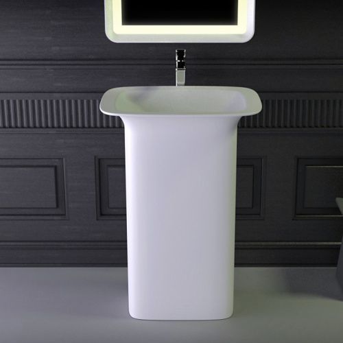 Раковина из композита Knief Glam 60 см 0600-082-01 напольная цвет белый матовый без отверстий под смеситель