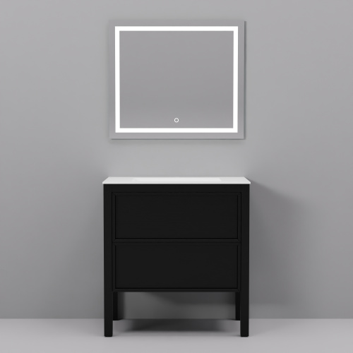 Тумба с раковиной+зеркало Art Decco Elisa (Элиса) AES08F78S1M0 80x45x85 напольная цвет черный дуб