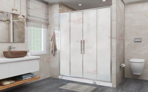 Душевая дверь AvaCan FC2-190MT 210х195 стекло матовое профиль хром глянцевый