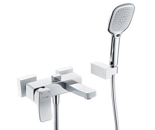 Смеситель для ванны и душа Wasserkraft Aller 1060 WHITE 1061W настенный белый/хром