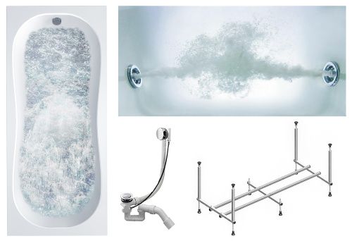 Ванна акриловая гидромассажная Timo INKA INKA1770-KT17-SPV1505-T-CM 170х70 пристенная прямоугольная с каркасом