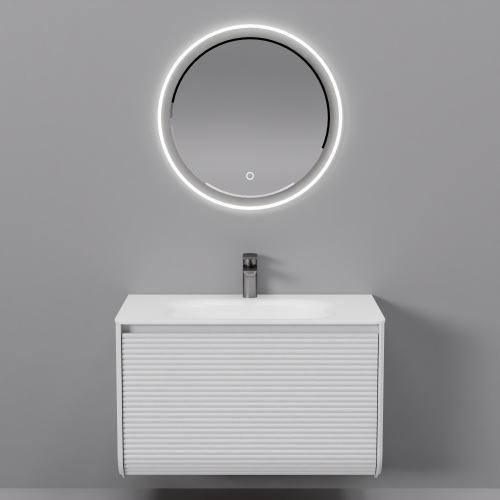 Тумба с раковиной+зеркало Art Decco Lucia (Люсия) ALC08W43S1MF 80x45x50 подвесная цвет белый