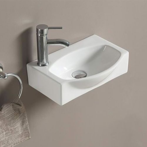 Раковина из сантехнического фарфора Melana 78402R-805 41х28 подвесная цвет белый 1 отверстие под смеситель