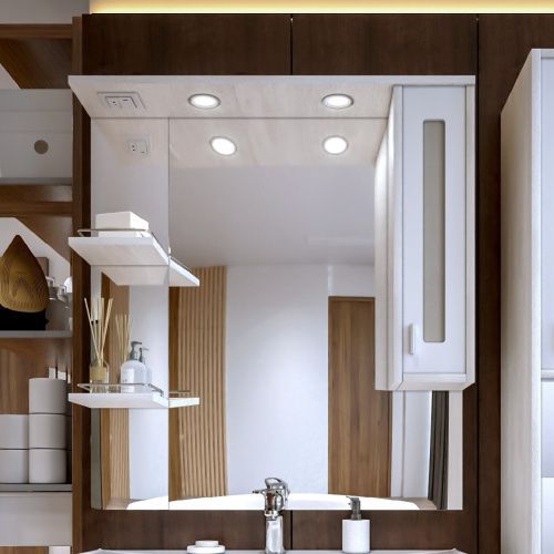 Зеркало-шкаф с подсветкой Бриклаер 4627125412042 90х20х103 подвесной цвет светлая лиственница/белый