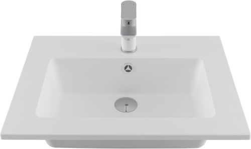 Раковина из литьевого мрамора Aquanet Текла 00328984 61х46 полувстраиваемая цвет белый 1 отверстие под смеситель